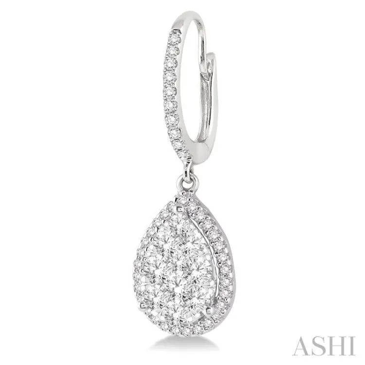 1 Ctw Pear Shape Diamond Lovebright Earrings in 14K White Gold