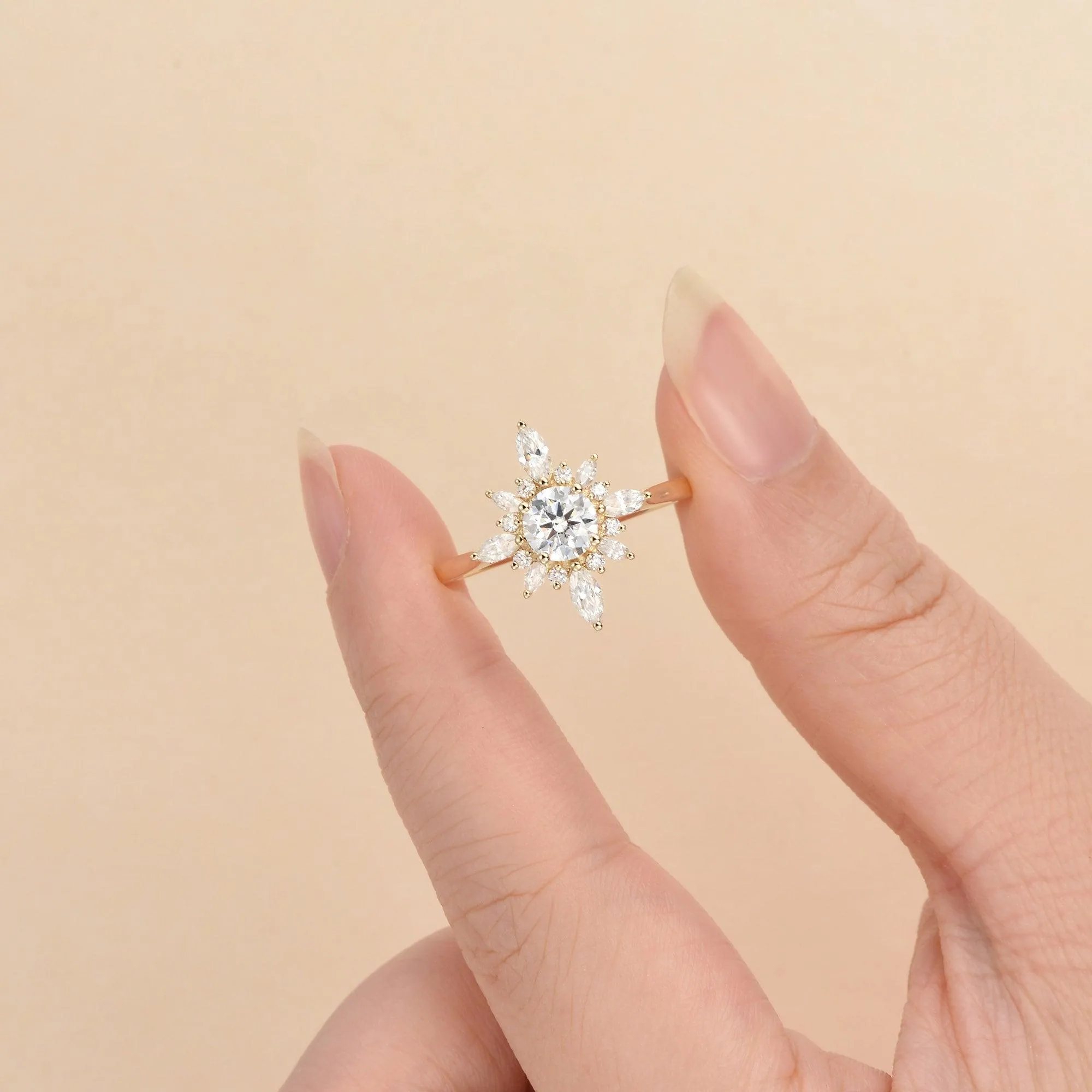 1.0ct Moissanite Floral Vintage Halo Ring