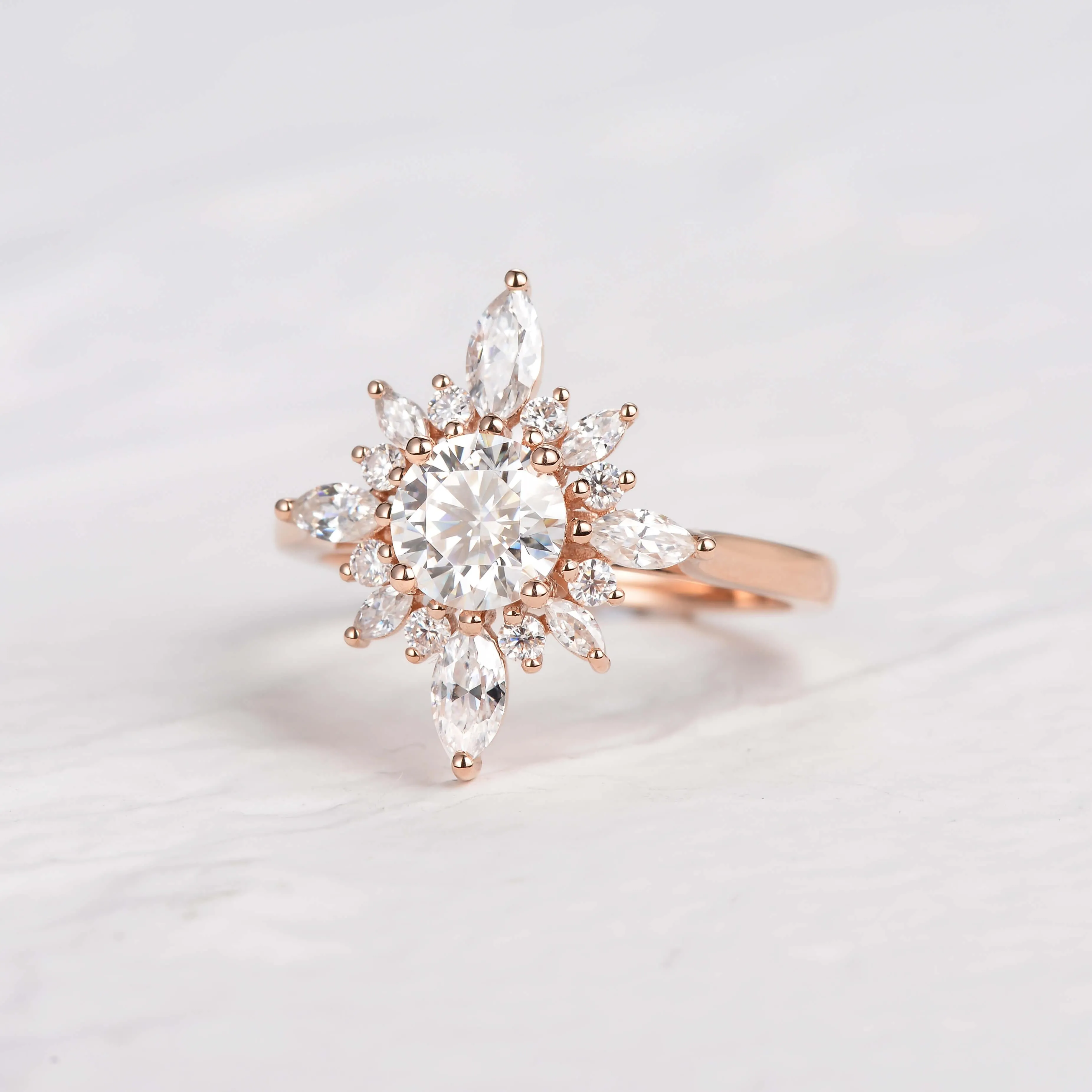 1.0ct Moissanite Floral Vintage Halo Ring