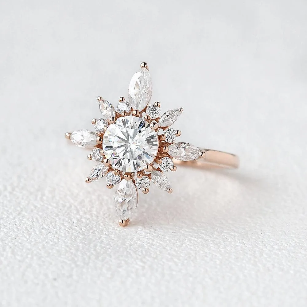 1.0ct Moissanite Floral Vintage Halo Ring