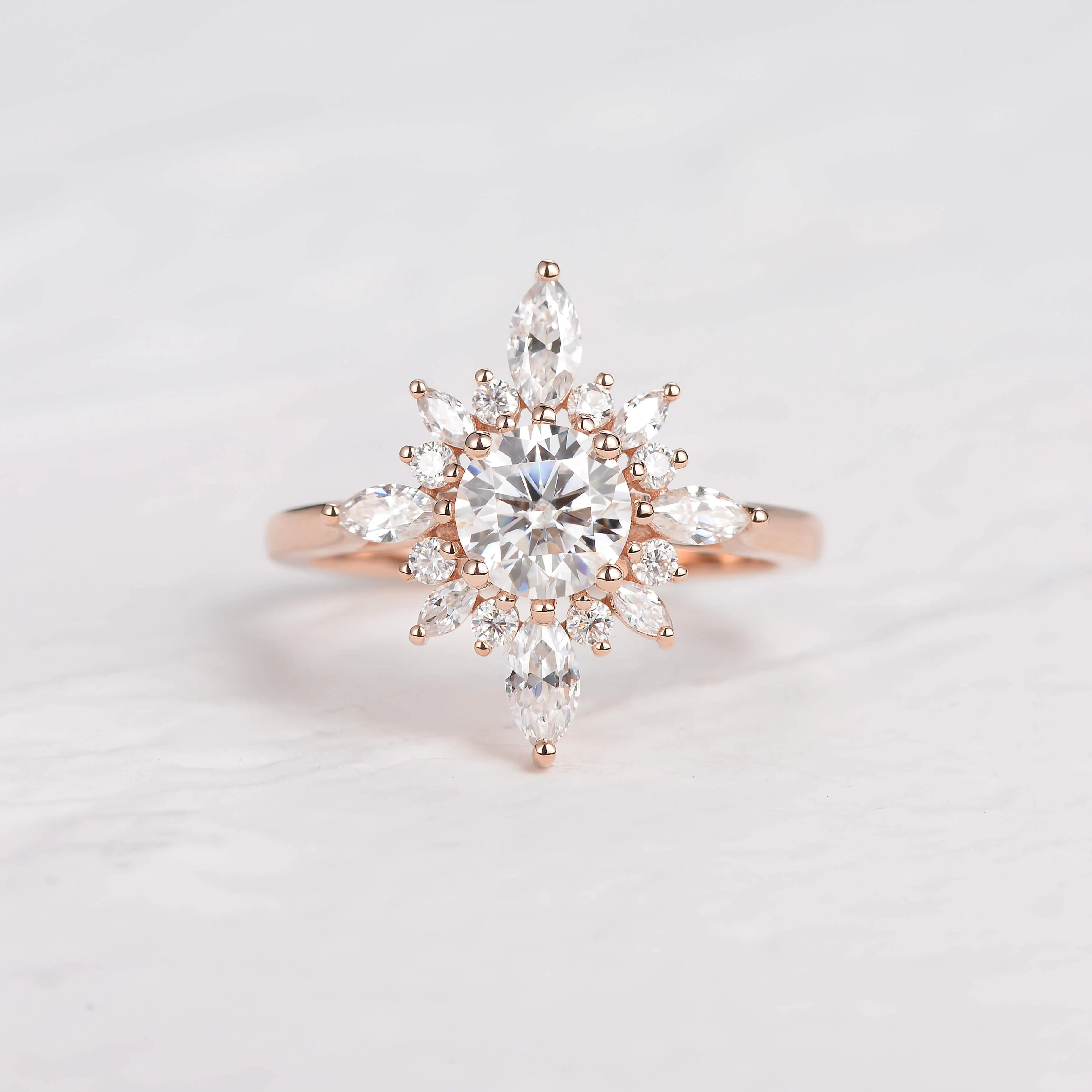 1.0ct Moissanite Floral Vintage Halo Ring