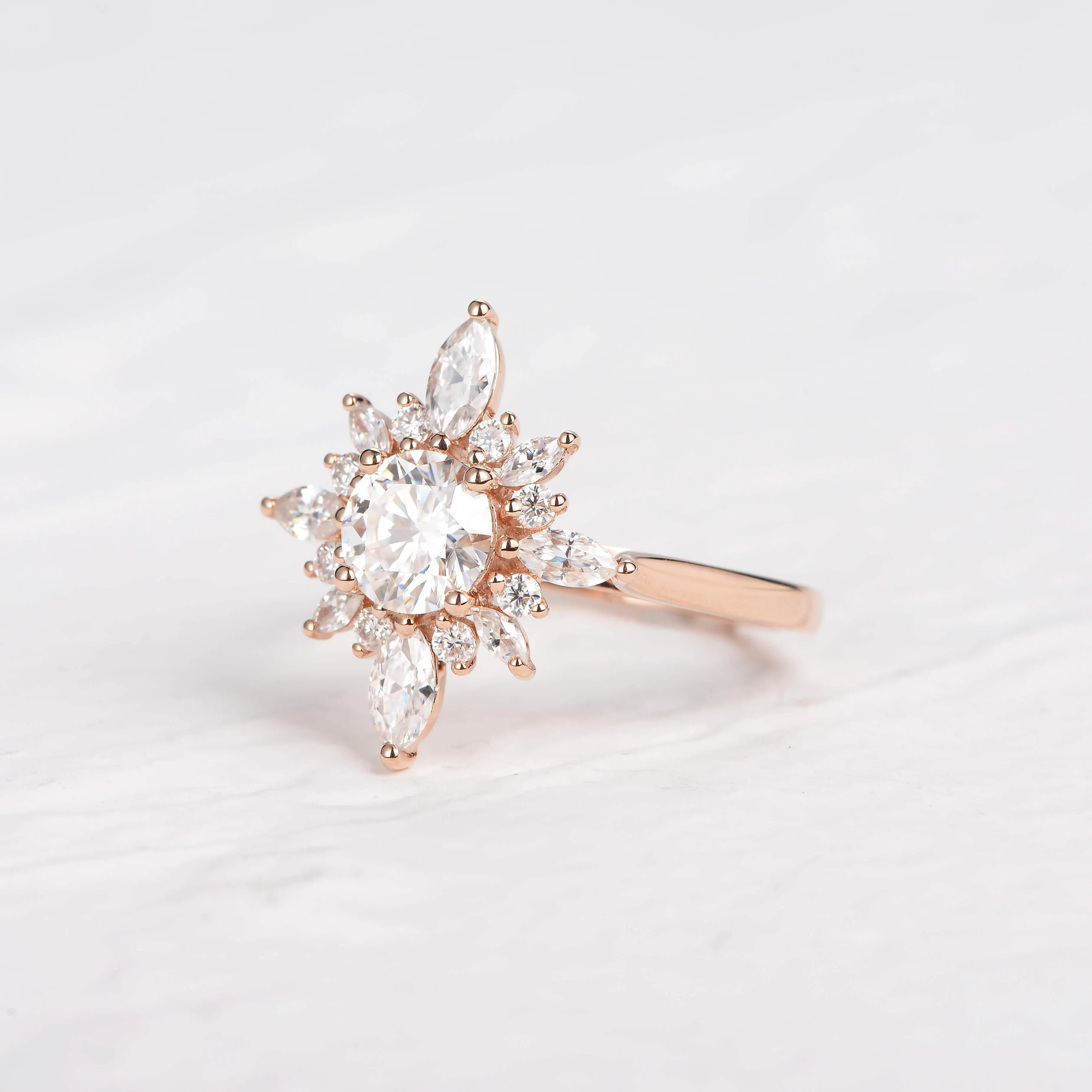 1.0ct Moissanite Floral Vintage Halo Ring