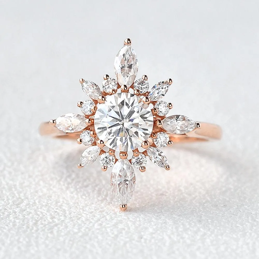 1.0ct Moissanite Floral Vintage Halo Ring