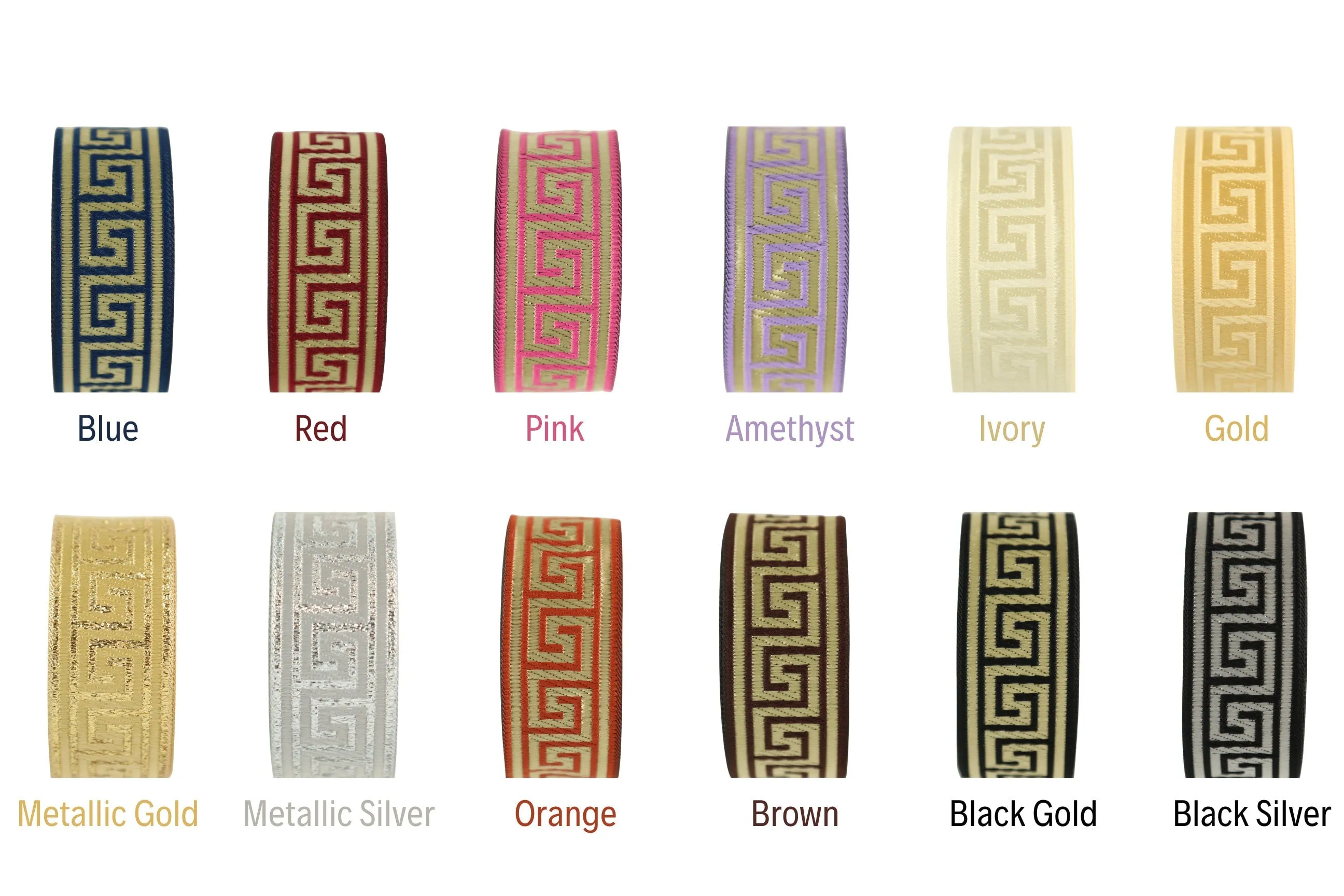 1.37 inches Greek Key Jacquard Ribbons, 35mm Woven Trim, Meander Webband, Costume Ribbon, Brocade Fabric 35062