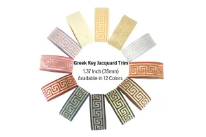 1.37 inches Greek Key Jacquard Ribbons, 35mm Woven Trim, Meander Webband, Costume Ribbon, Brocade Fabric 35062