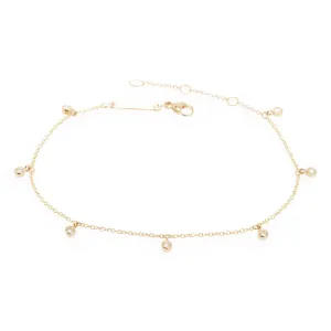 14k 7 Dangling Diamond Anklet