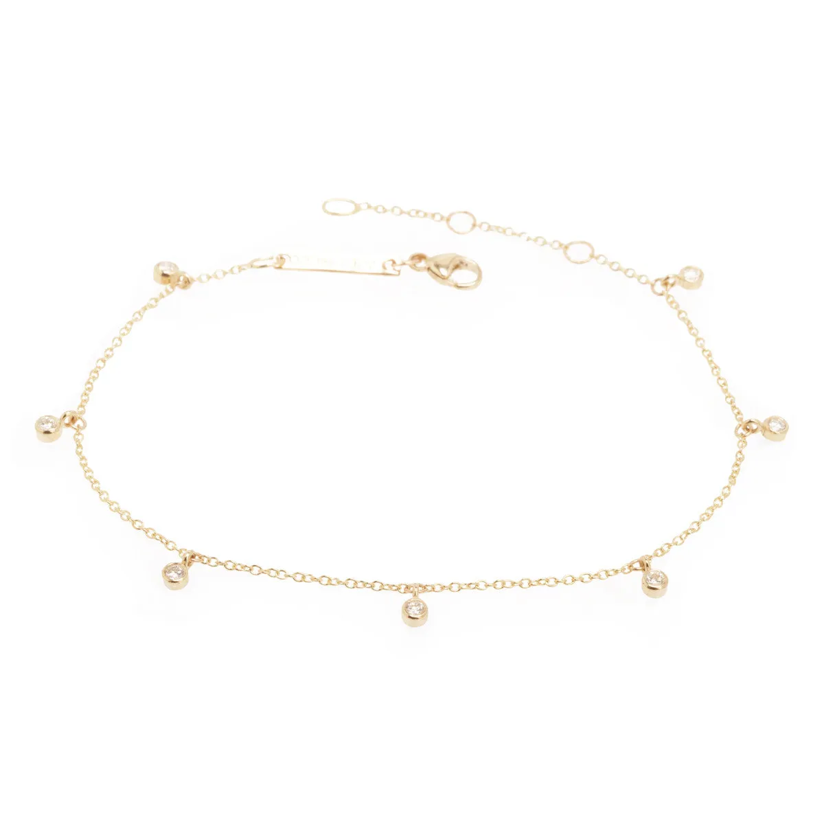 14k 7 Dangling Diamond Anklet