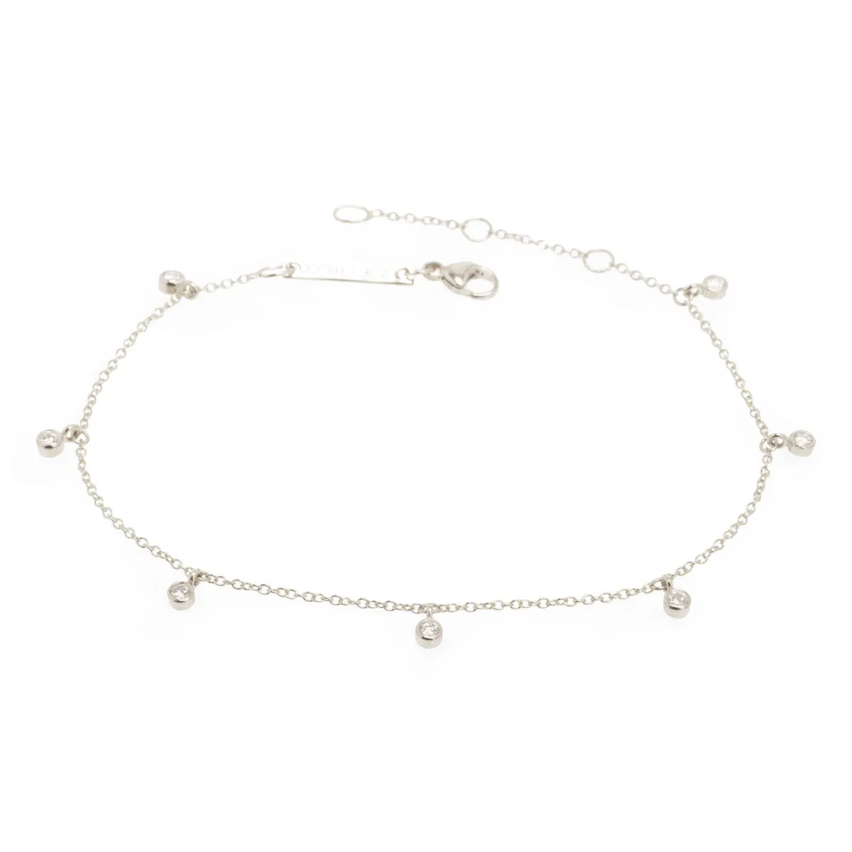 14k 7 Dangling Diamond Anklet