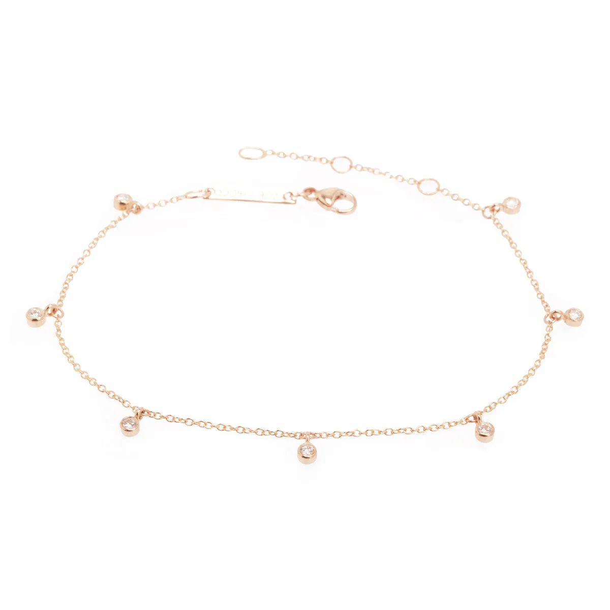 14k 7 Dangling Diamond Anklet