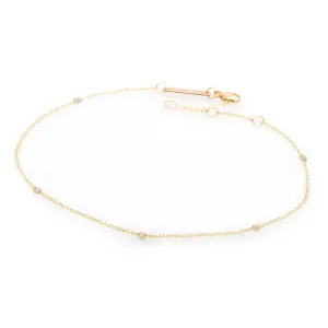 14k Floating Diamonds Anklet