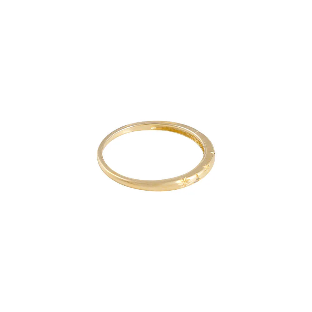 14K GOLD DIAMOND STARBURST STACKING RING