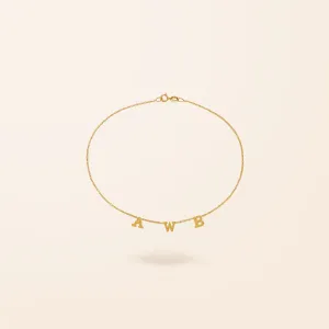 14K Gold Initial Anklet