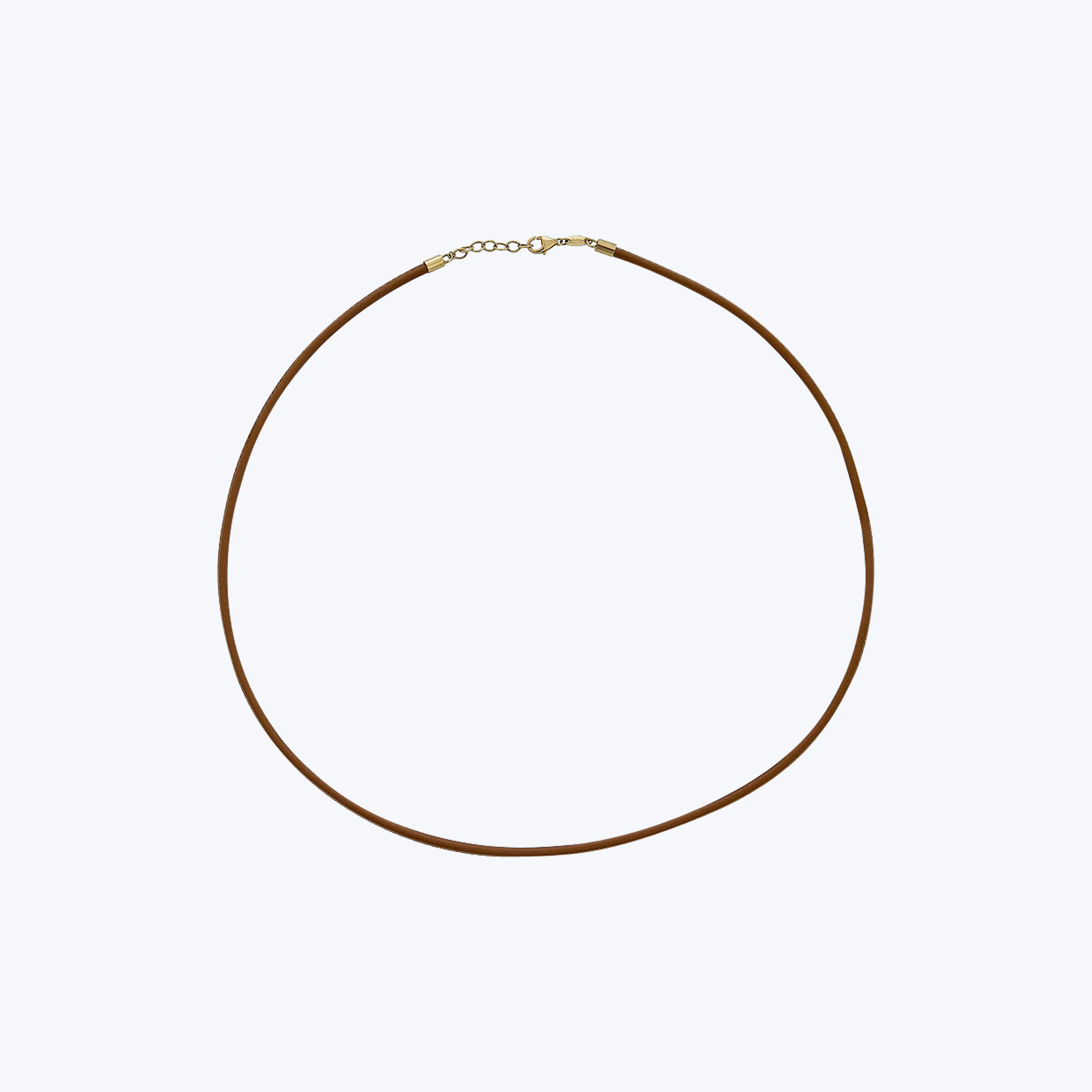 14K Yellow Gold Brown Leather Cord Necklace