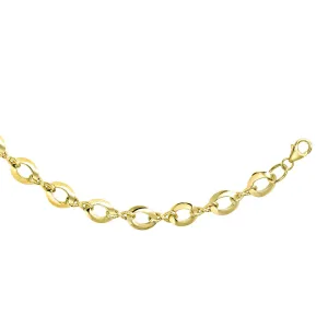 14k Yellow Gold Diamond Cut Infinity Link Womens Necklace, 18"