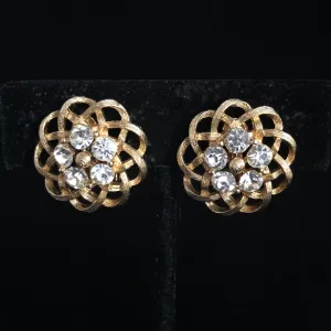 1960s Lisner Open Weave, Rhinestone Earrings