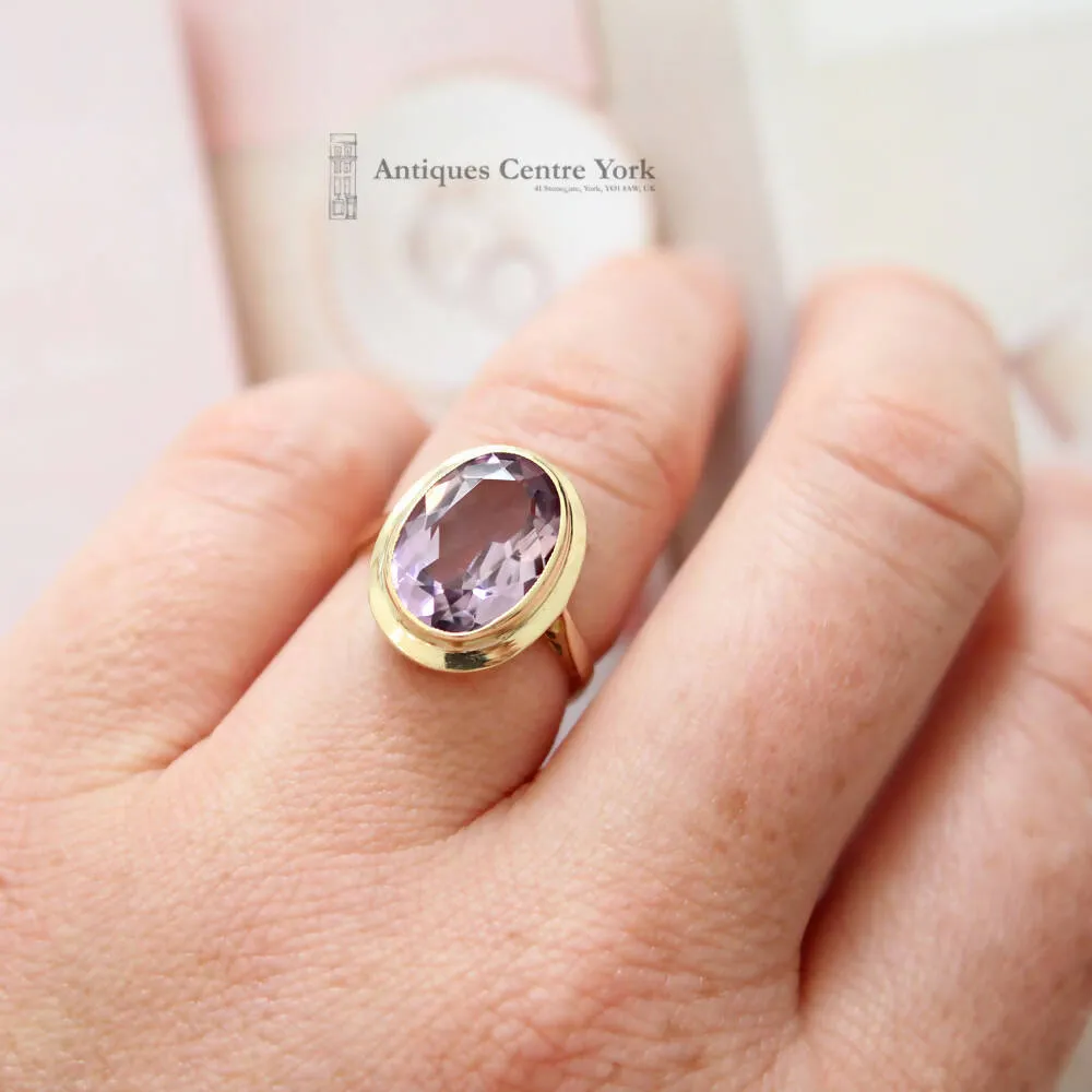 1990's 9ct Gold Amethyst Single Stone Ring