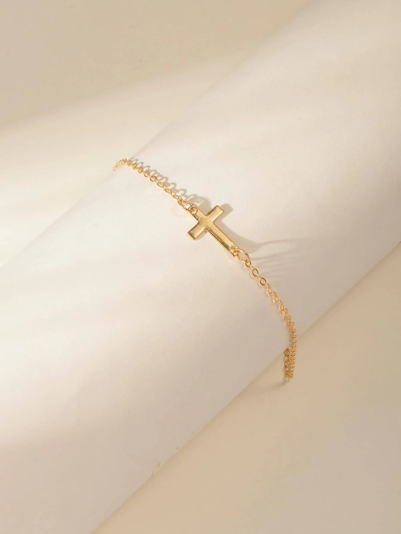 1pc Fashionable Zinc Alloy Cross Decor Anklet For Women For Daily Decoration