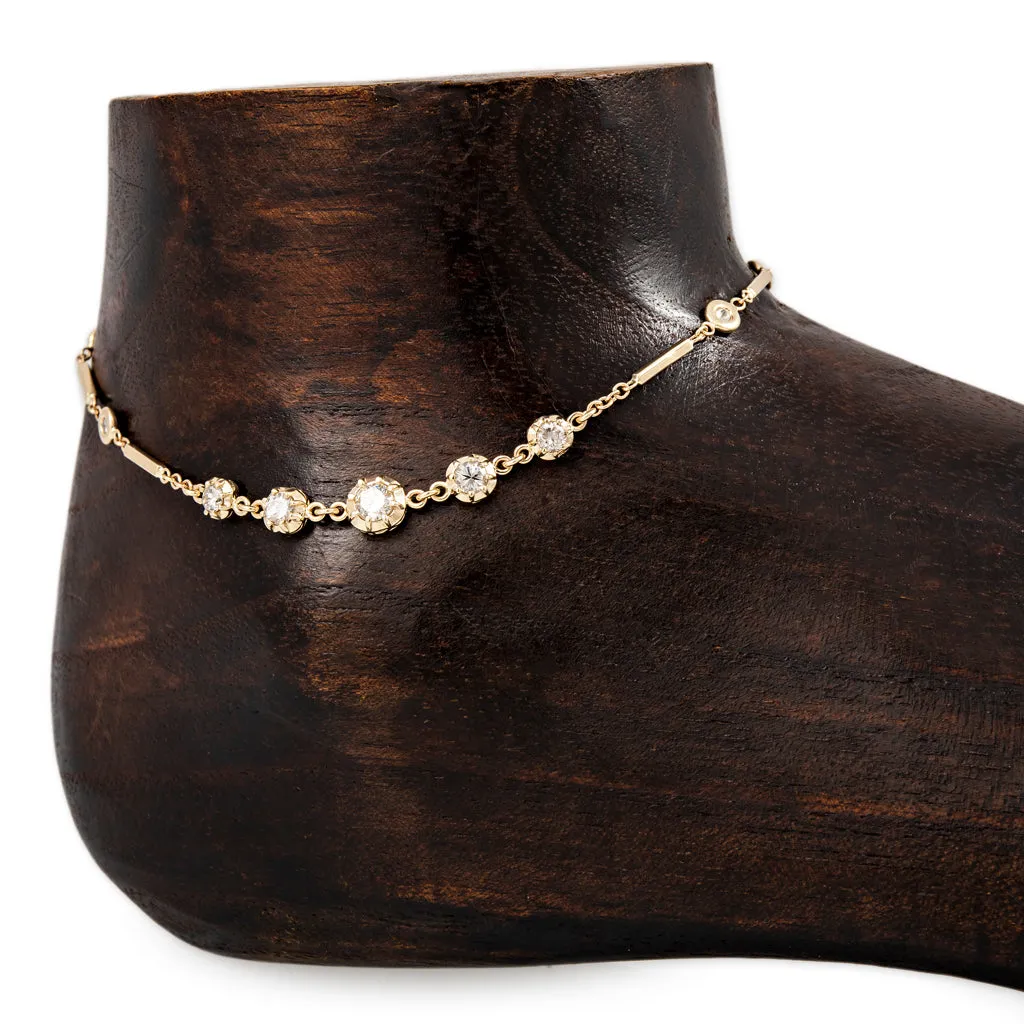 5 SOPHIA DIAMOND   4 DIAMOND SMOOTH BAR ANKLET