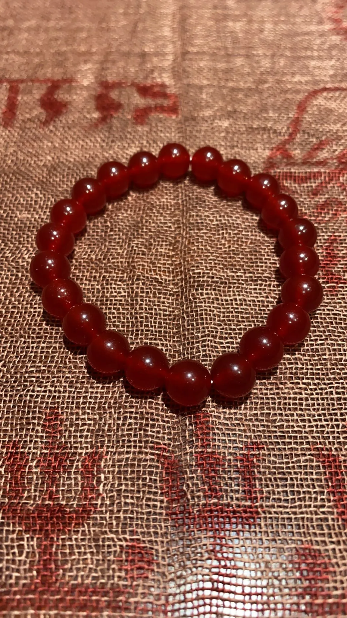 8MM Red Jade Bead Bracelet