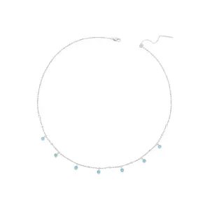 925 Sterling Silver Simple Clavicle Chain Chokers Turquoise Bead Necklace for Women Fine Jewelry Gift