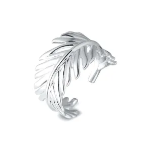 925 Sterling Silver Wide Palm Leaf Plain Ring