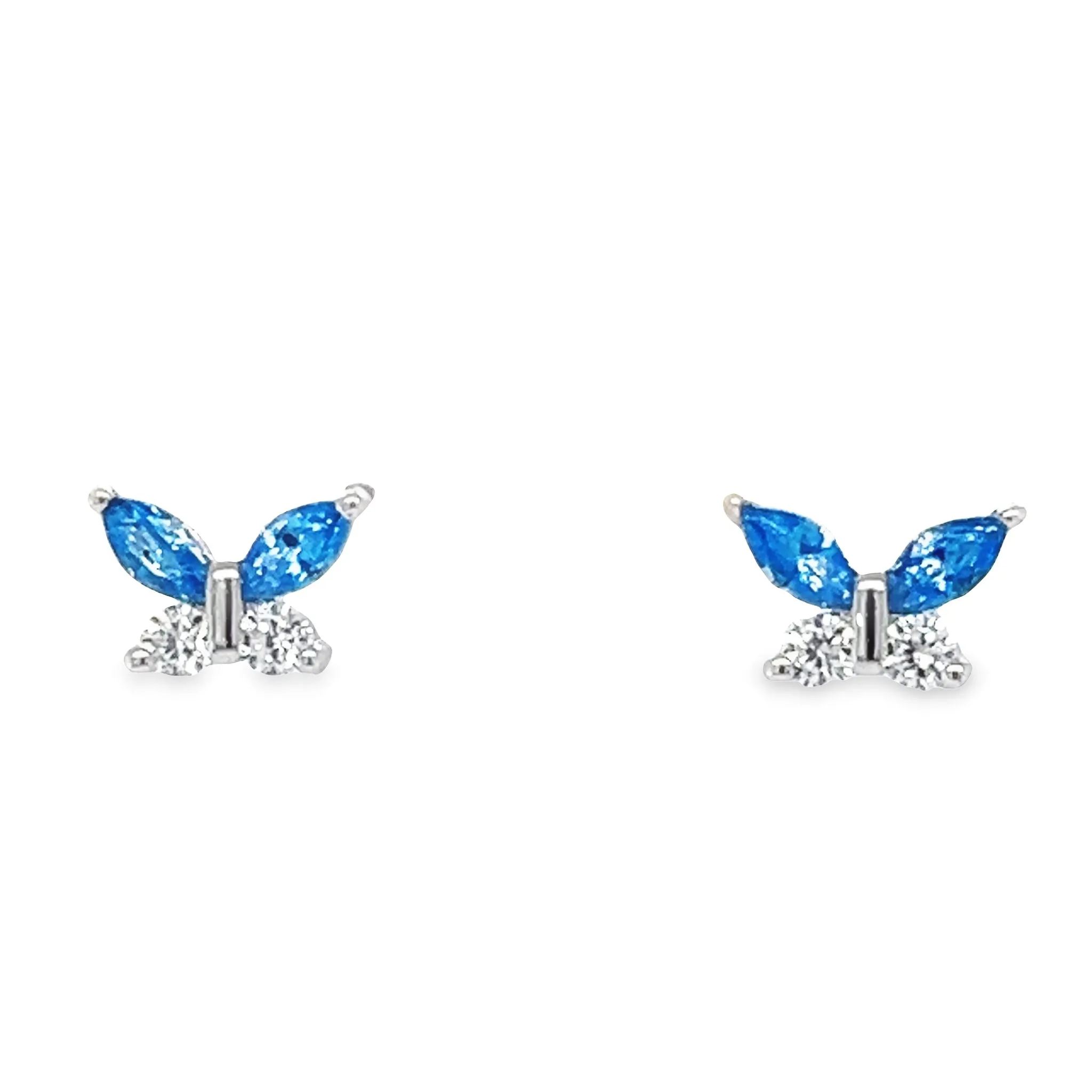 A801 Blue Butterfly with CZ Post Earrings