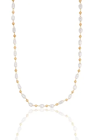 Abstract Pearl Bead Linked Necklace (F267/I569)