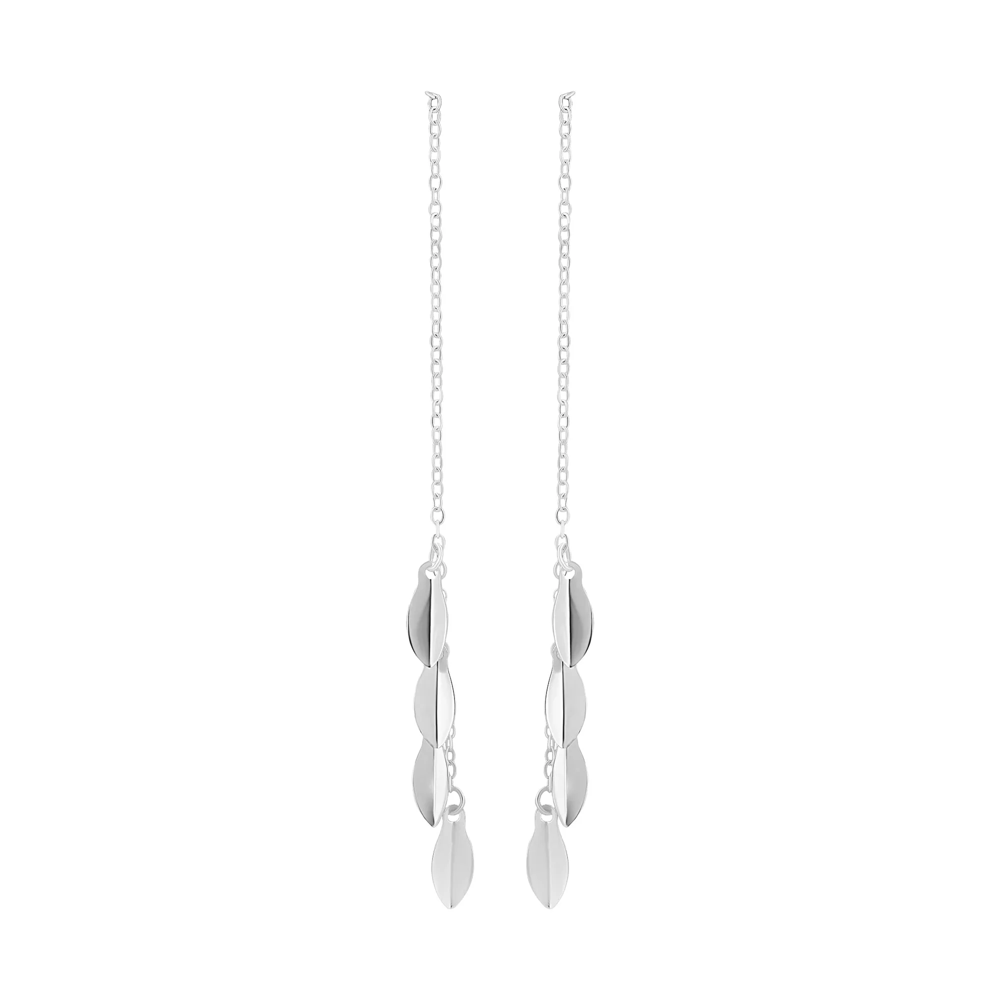 Accessorize London Women's 925 Sterling Silver Hallmark Leaf Drop Threader Earrings