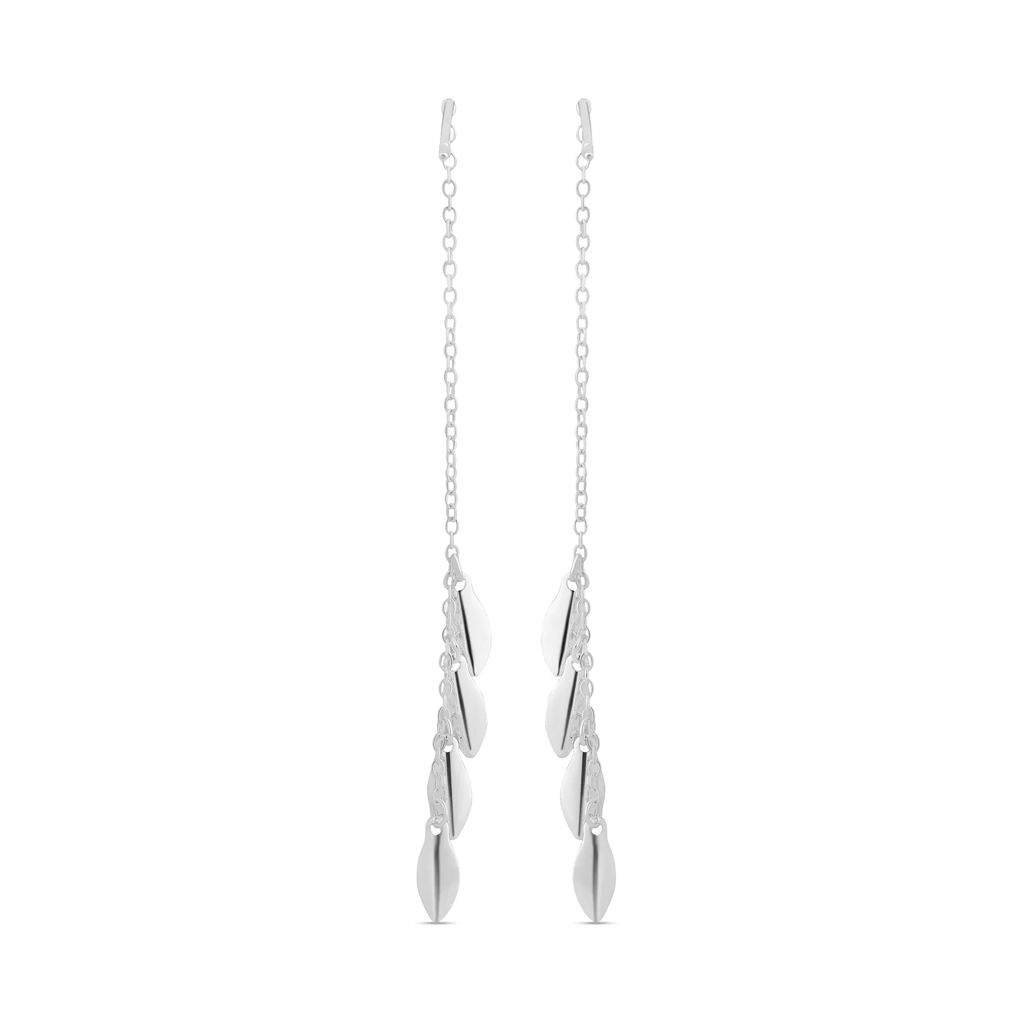 Accessorize London Women's 925 Sterling Silver Hallmark Leaf Drop Threader Earrings