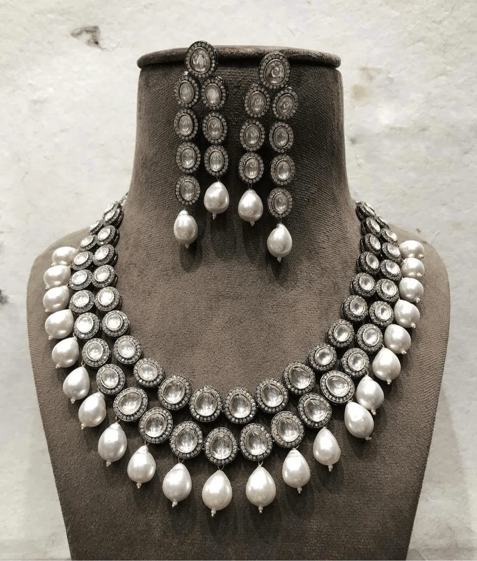 Ad 2 Layered Round Polki Necklace