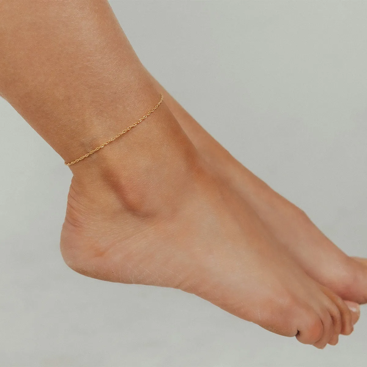 Adjustable Milano Twist Sterling Silver Anklet (Gold)