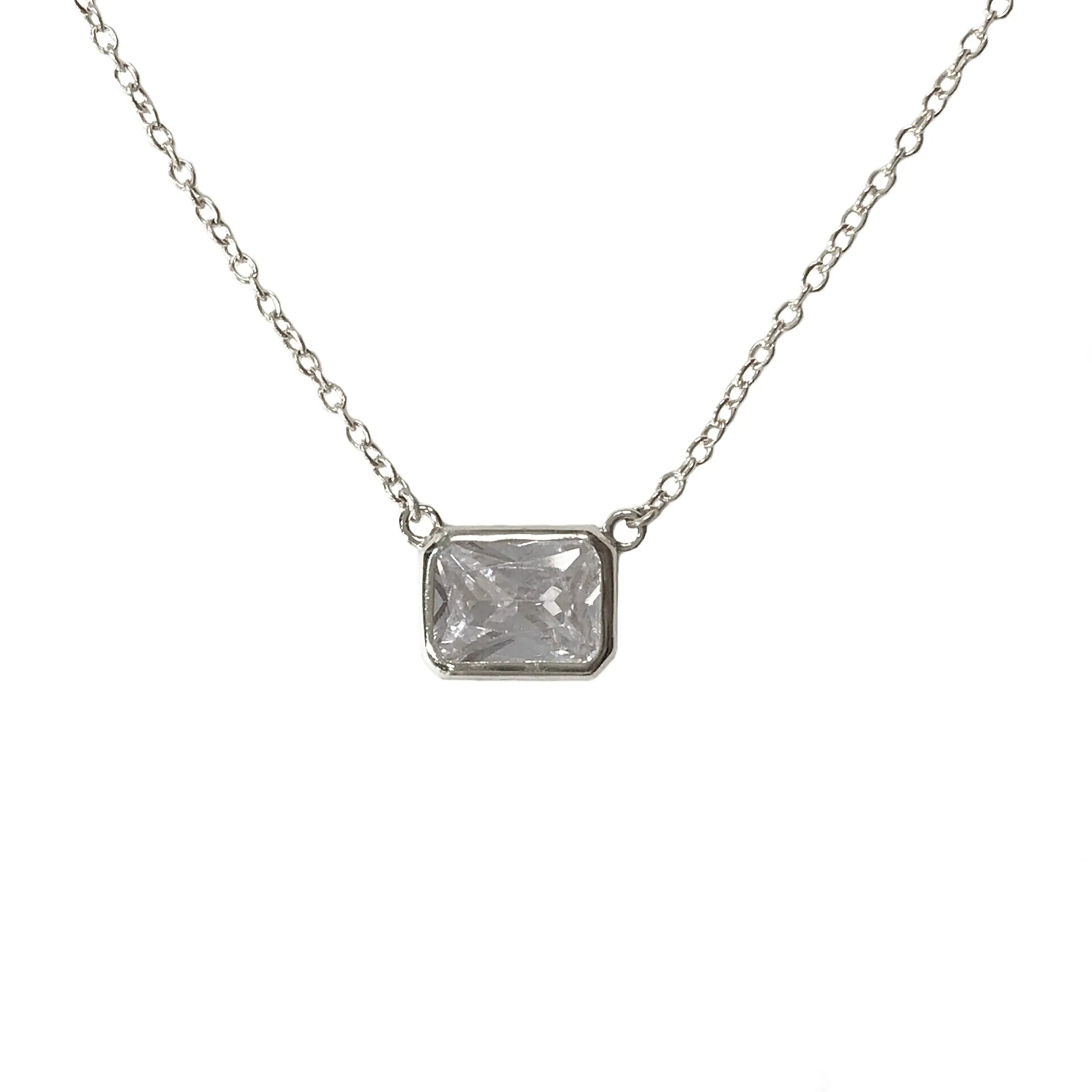 Amy Classic Rectangle Bezel Necklace