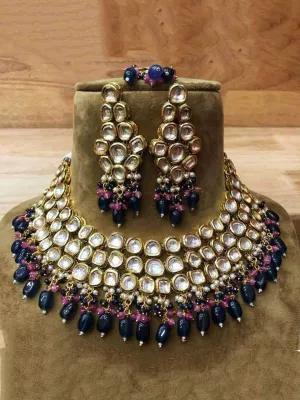 Big Flower Kundan Moti Necklace