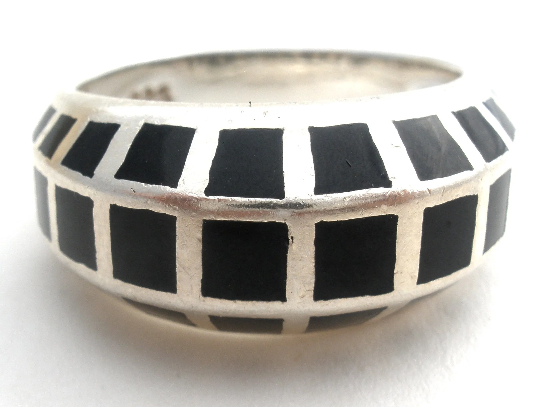 Black Onyx Sterling Silver Ring Size 8 Vintage