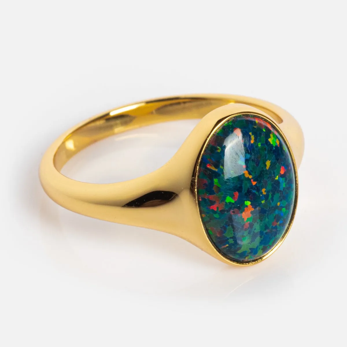 Black Opal Signet Ring