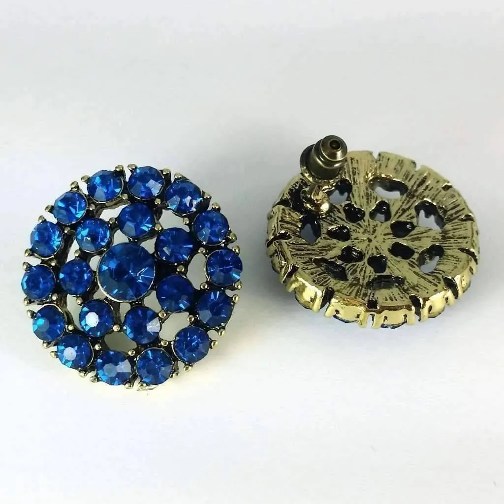 Blue Moon Large Round CZ Stud Earrings for Woman