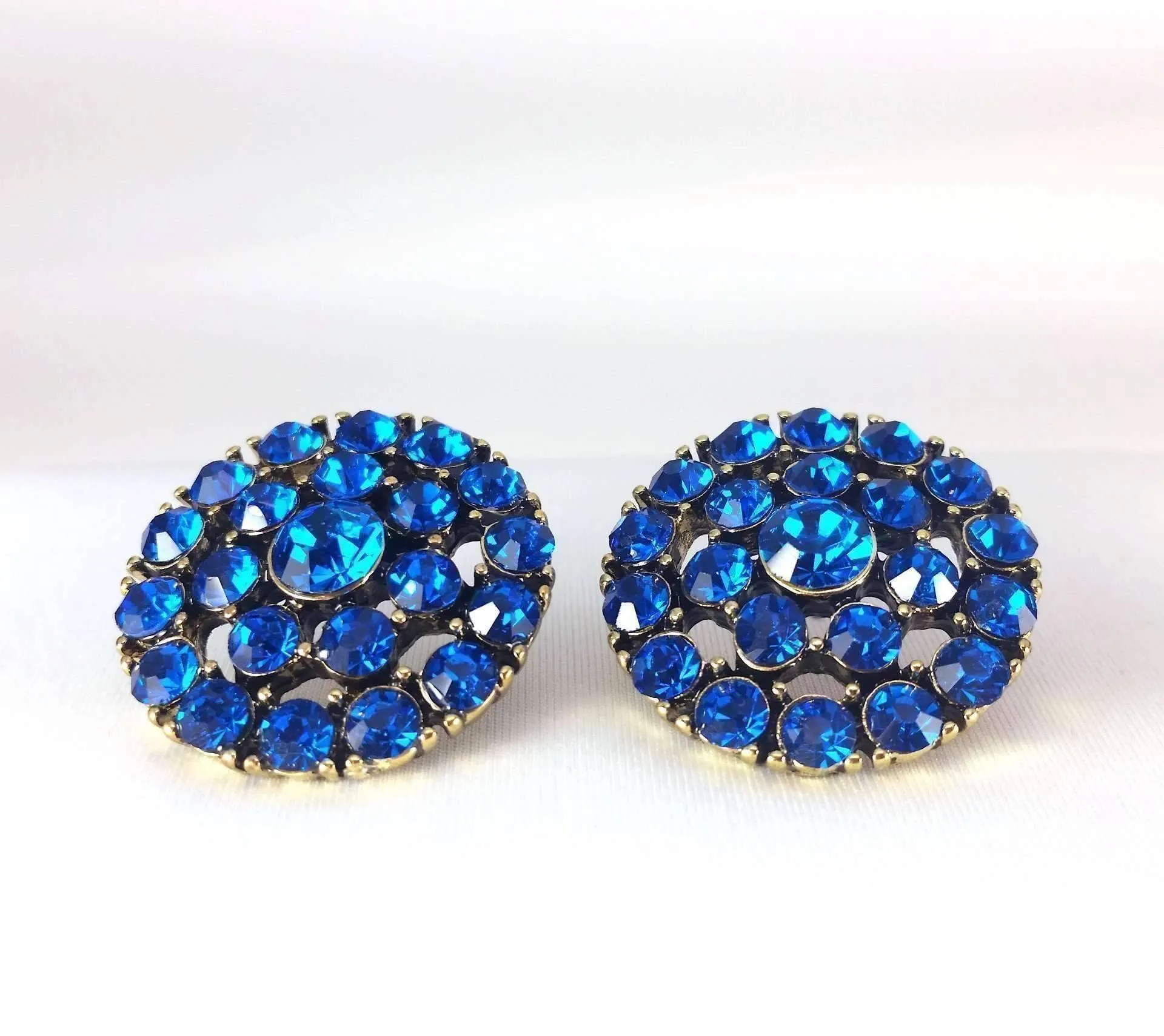 Blue Moon Large Round CZ Stud Earrings for Woman