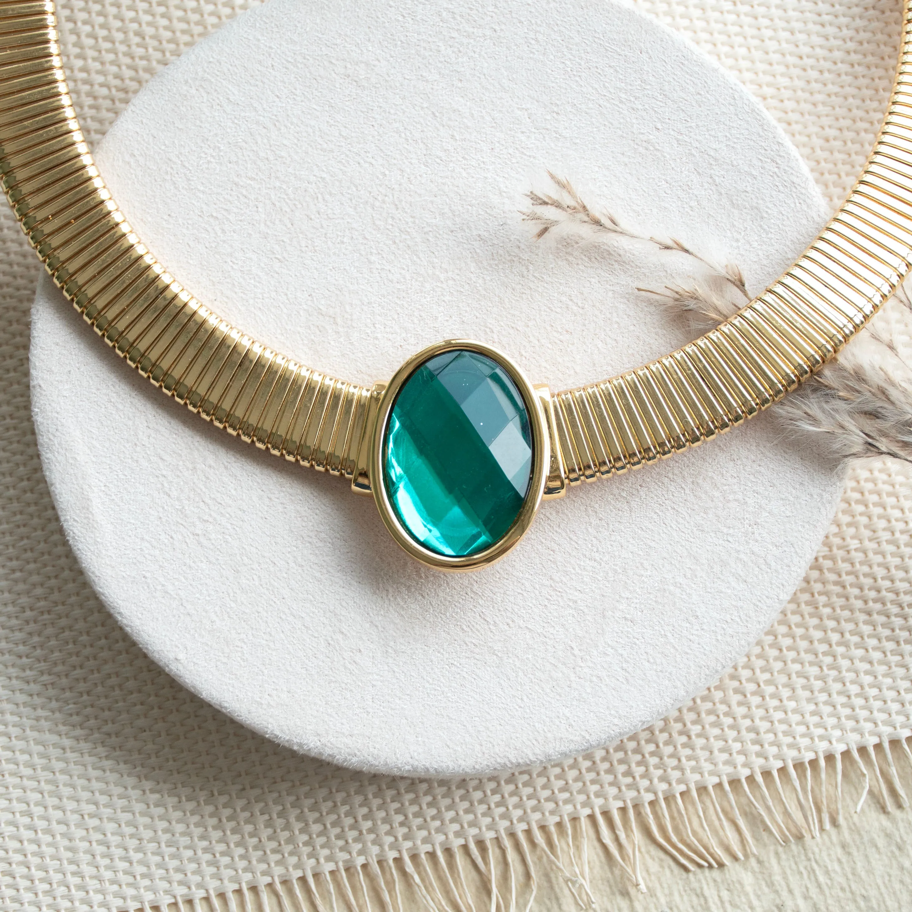 Broad Single Stone Necklace