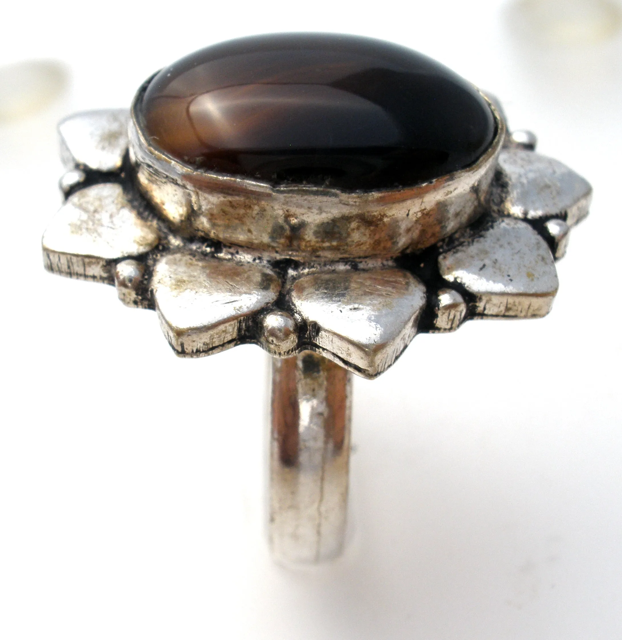 Brown Banded Agate 925 Ring Size 9