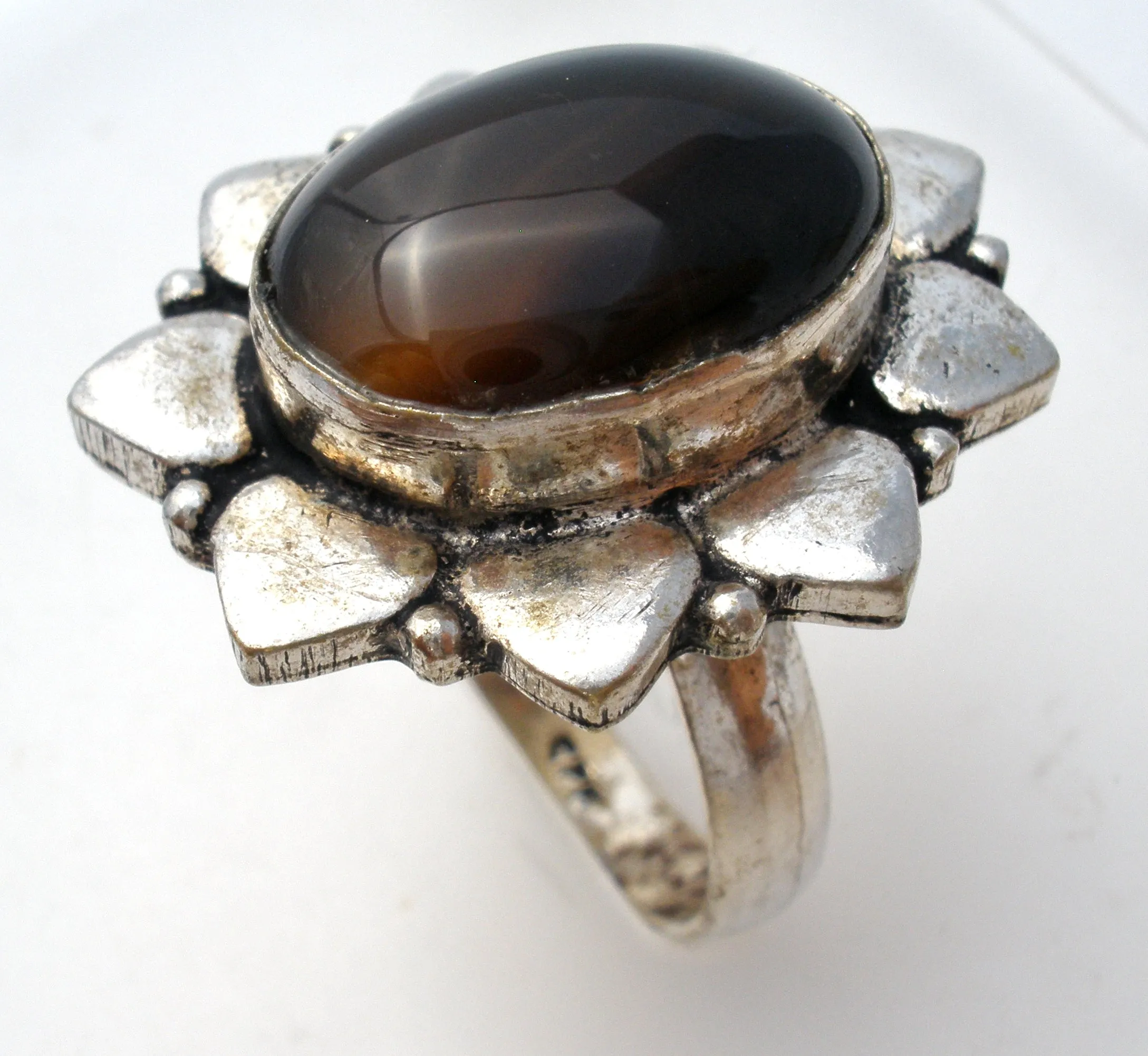 Brown Banded Agate 925 Ring Size 9