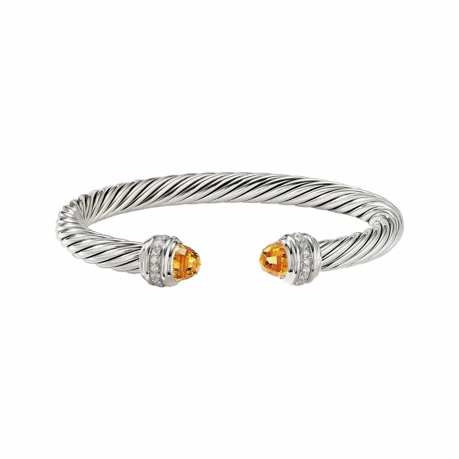 Cable Bracelet in Citrine with Diamonds (7mm)