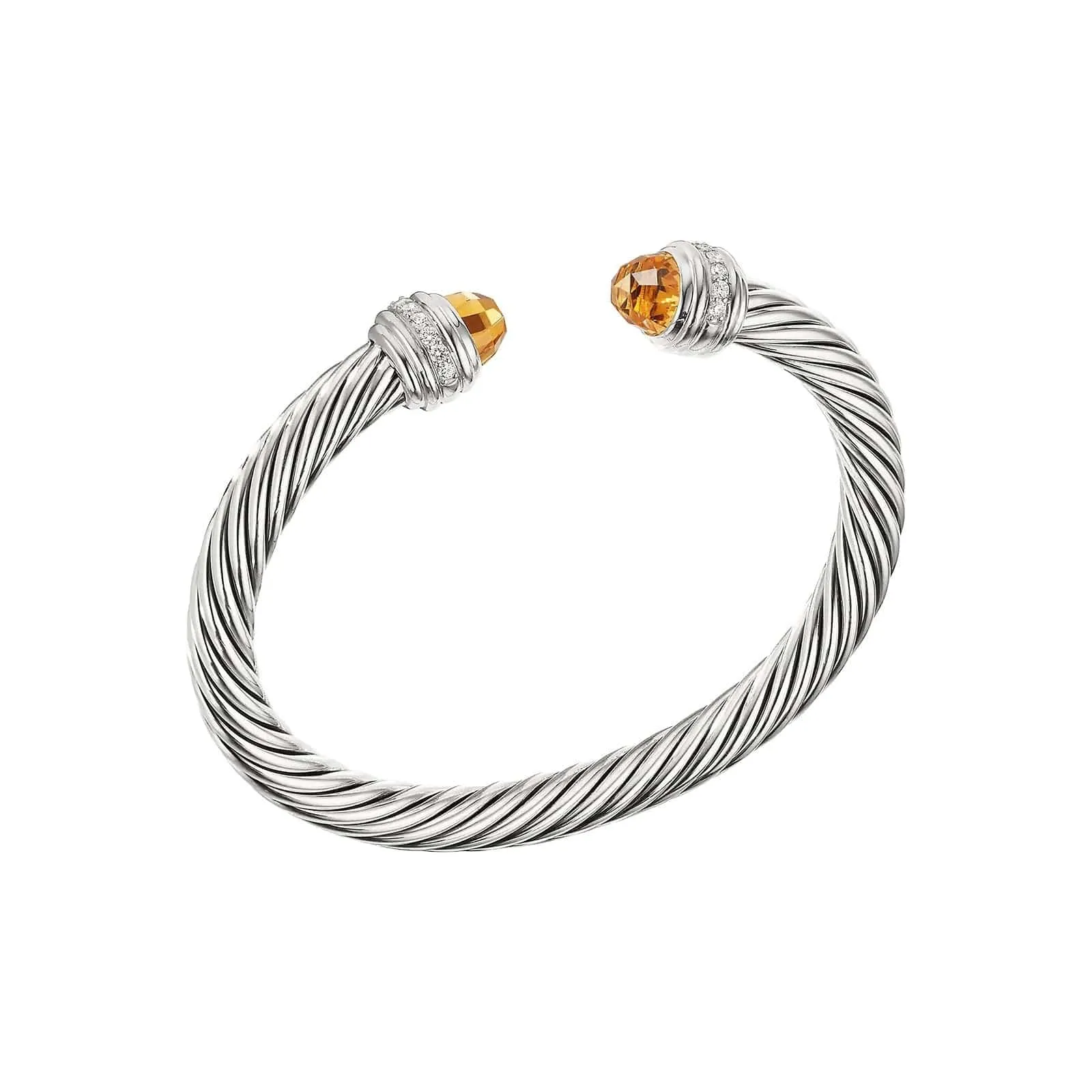 Cable Bracelet in Citrine with Diamonds (7mm)