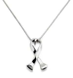 Cancer Ribbon Necklace, Sterling Silver