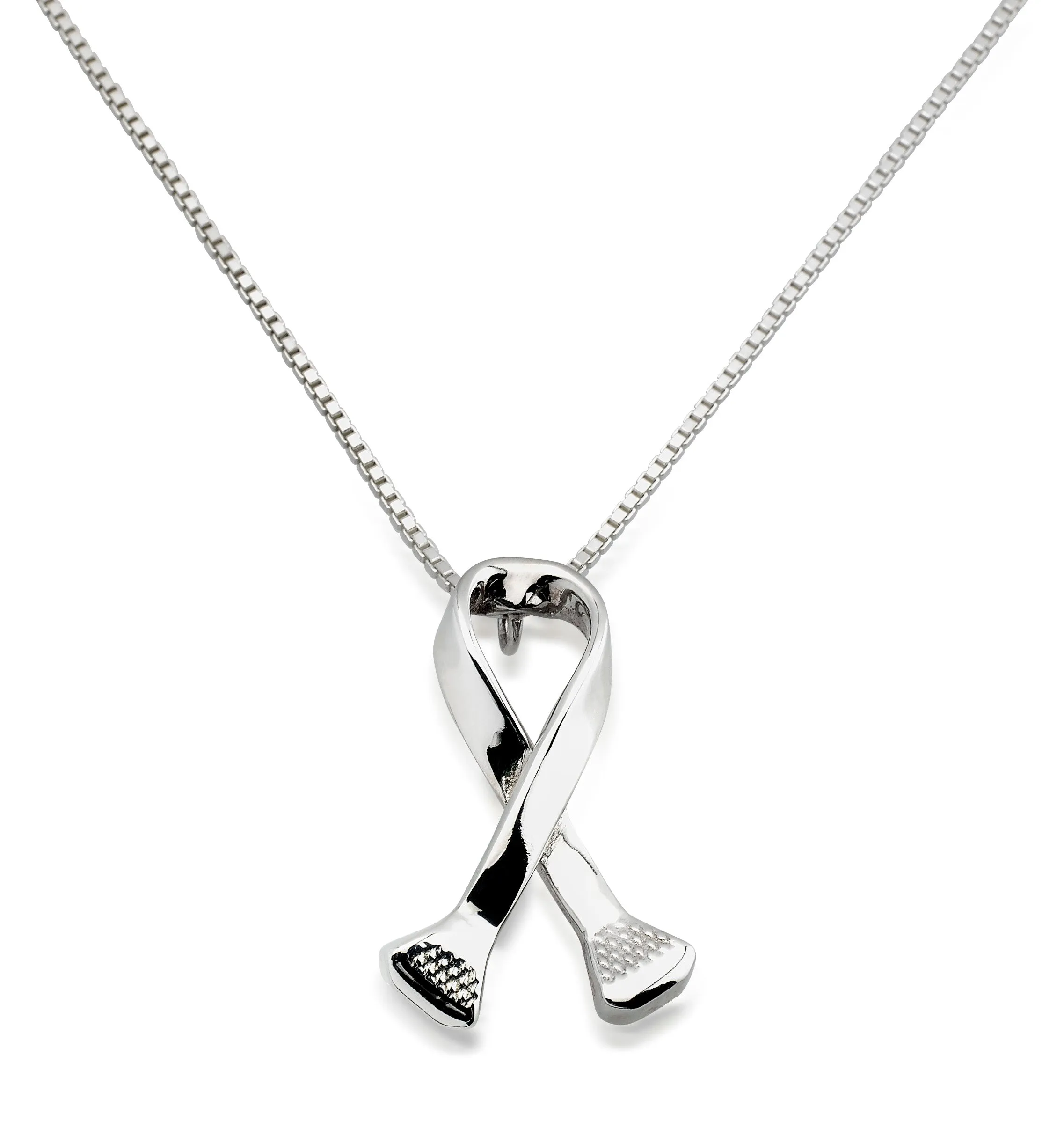 Cancer Ribbon Necklace, Sterling Silver