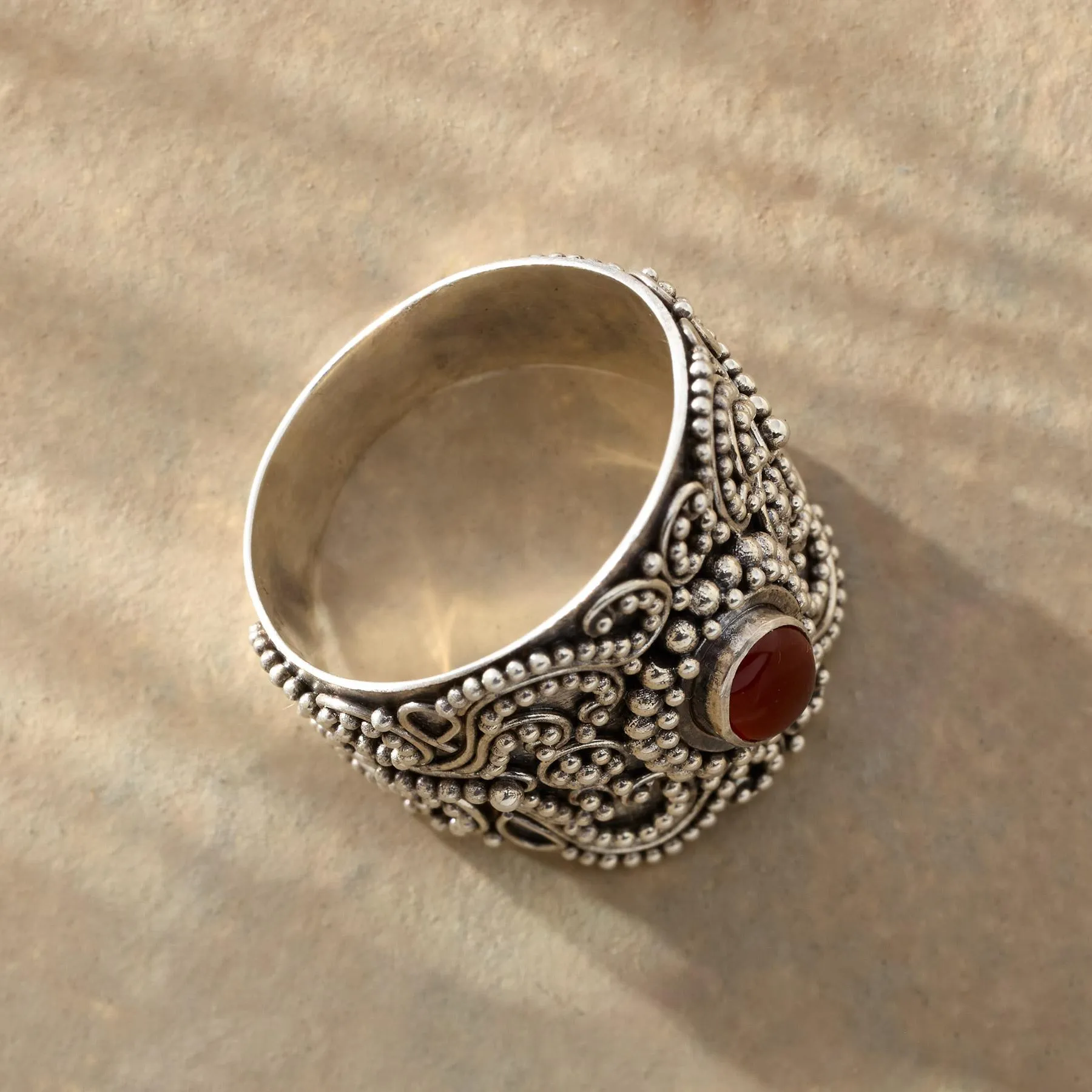 Carnelian Cigar Band Ring