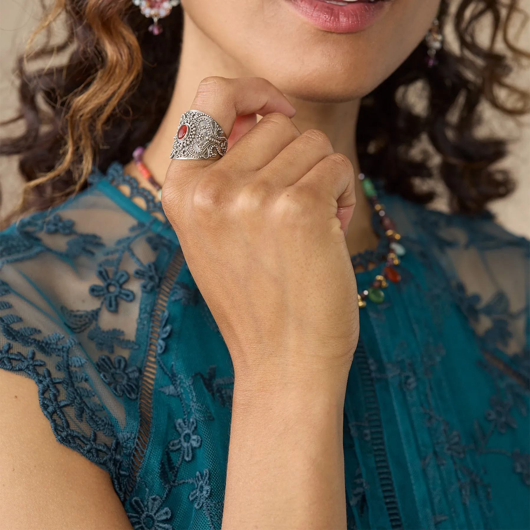 Carnelian Cigar Band Ring