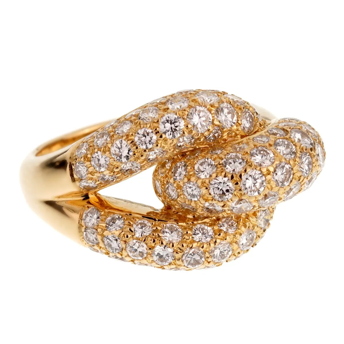 Cartier Diamond Knot Yellow Gold Cocktail Ring Sz 6