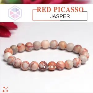 Certified Red Picasso Jasper 8mm Natural Stone Bracelet