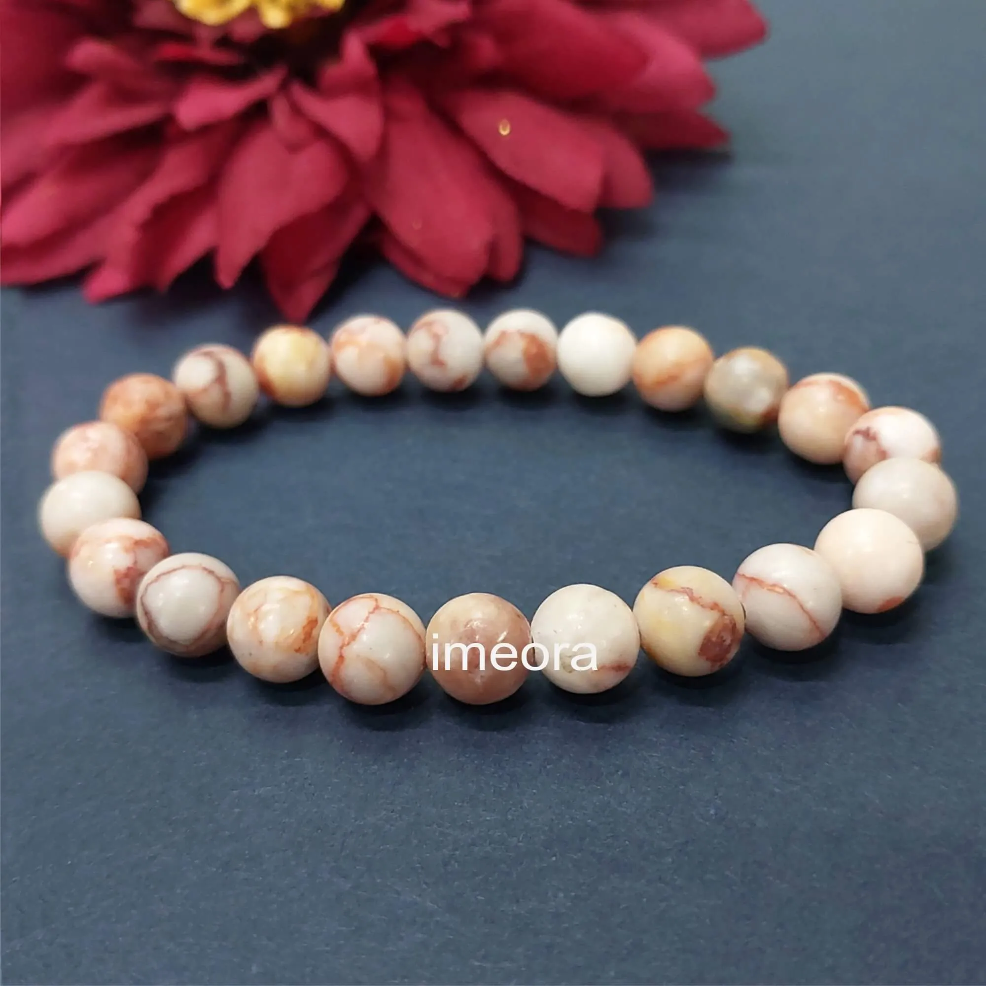 Certified Red Picasso Jasper 8mm Natural Stone Bracelet