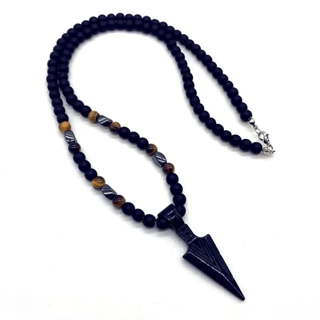 Classic Arrow Pendant Necklace Handmade Tiger Eye